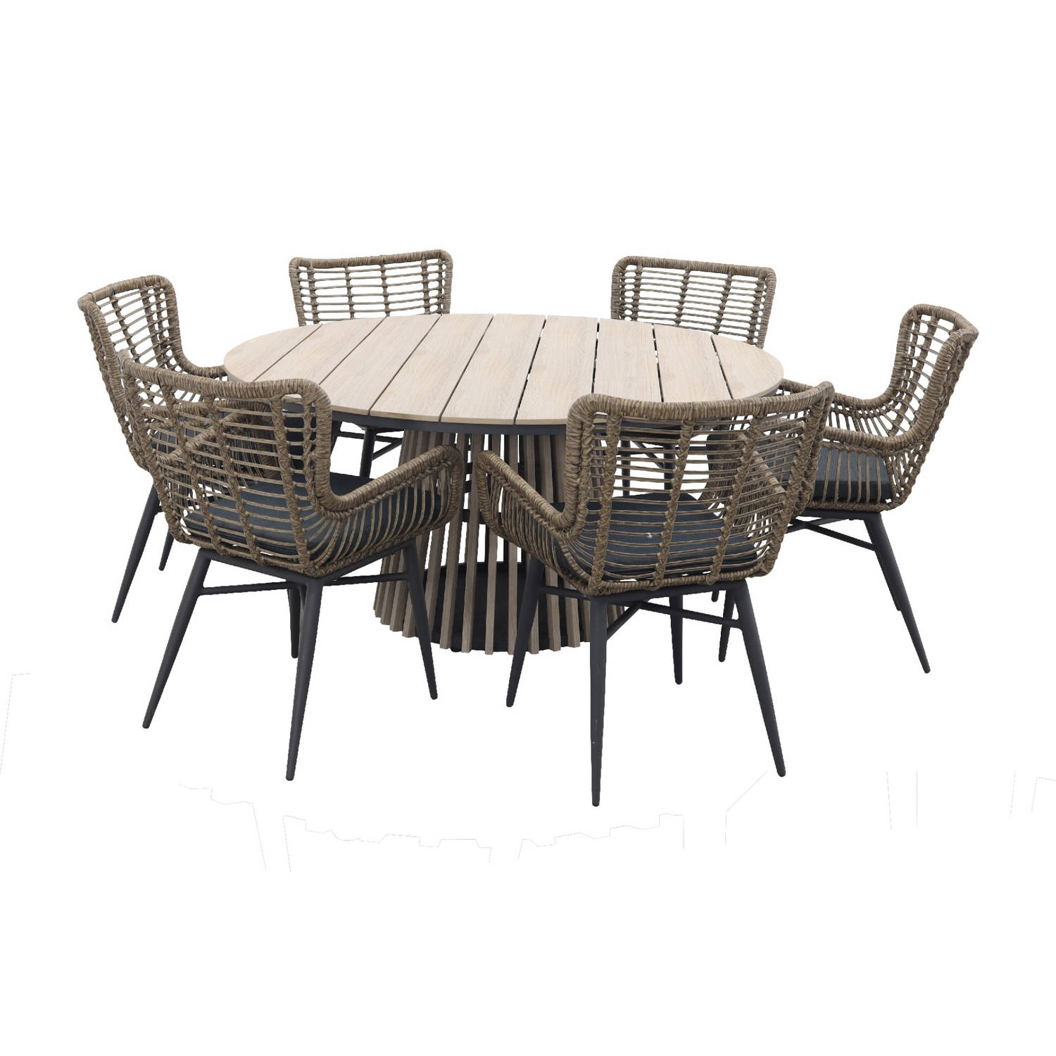 VDG Jasmine naturel/GI Trinxa ronde tuinset - Ø148 cm. aanbieding