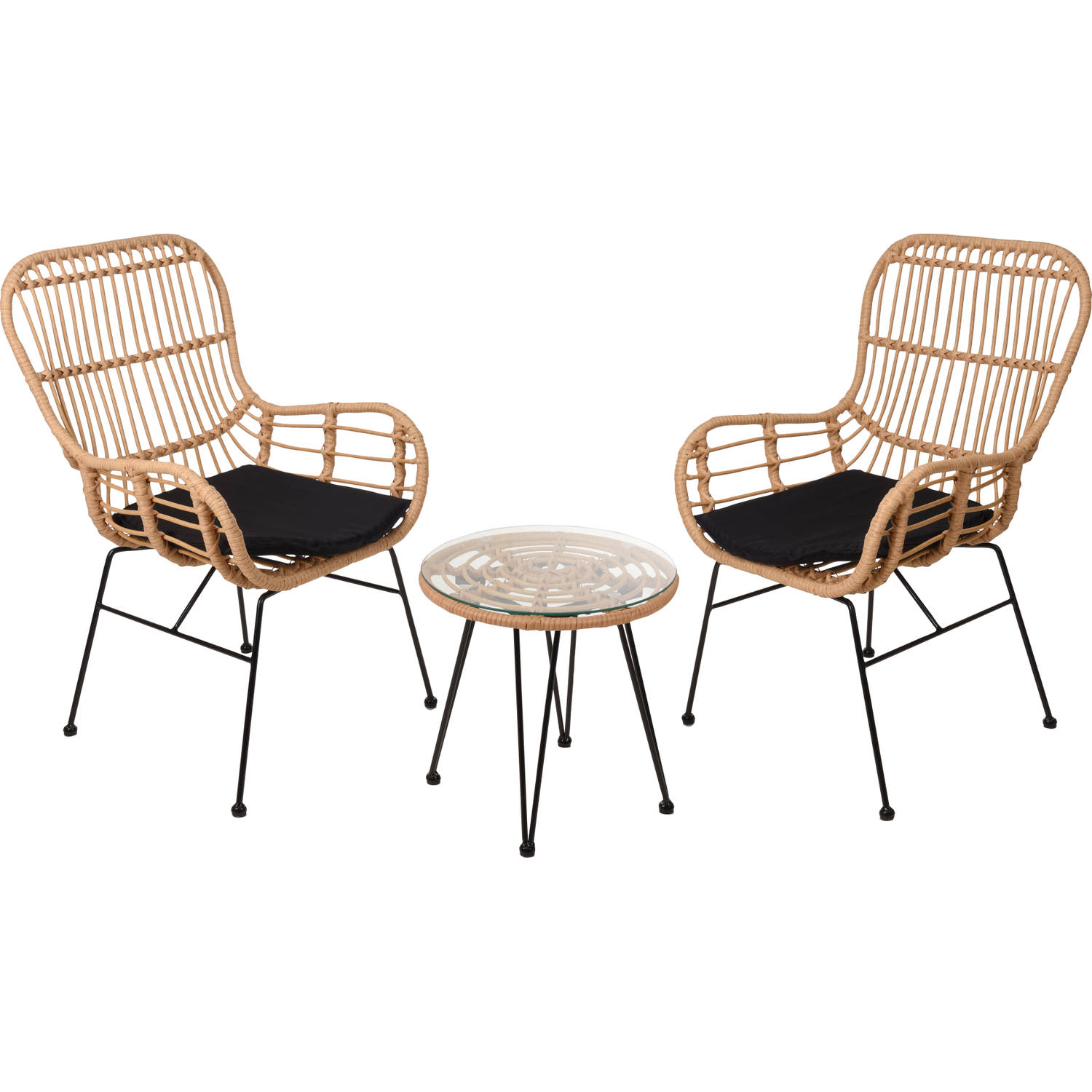 Relaxwonen - tuinset Rotan - 2 stoelen & tafel - Kwaliteit - Trend 2022 aanbieding