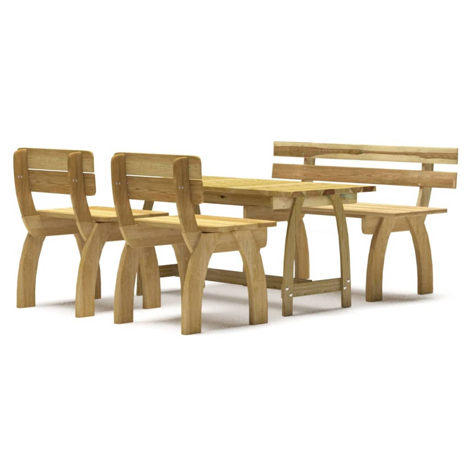 Blokker Tuinsets - The Living Store Tuinset - Grenenhouten bank - stoelen en tafel - Groen geïmpregneerd - 110x60x86cm - aanbieding