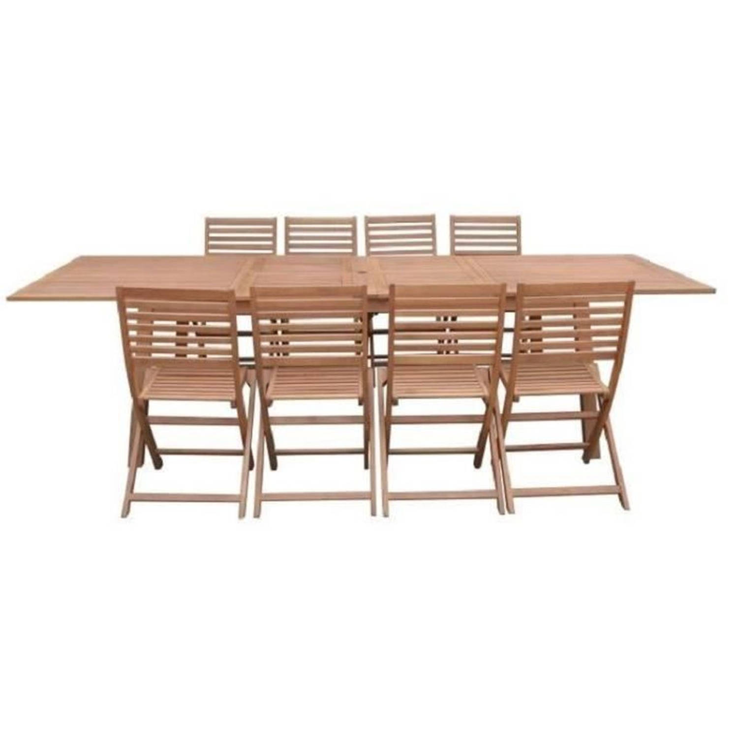 Tuinset 8 tot 12 personen - Uitschuifbare tafel 200/250/300 x 100 cm + 6 stoelen - FSC Eucalyptushout aanbieding