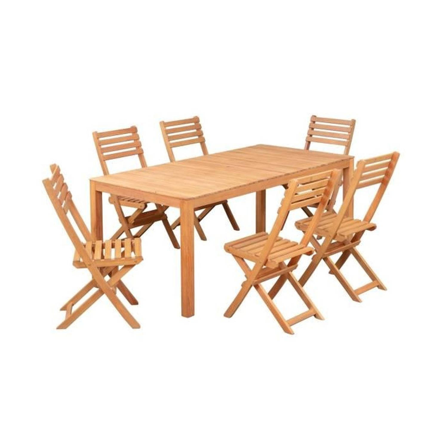 Tuinset 6 personen - Eucalyptus FSC - Tafel 180 x 80 cm + 6 klapstoelen aanbieding