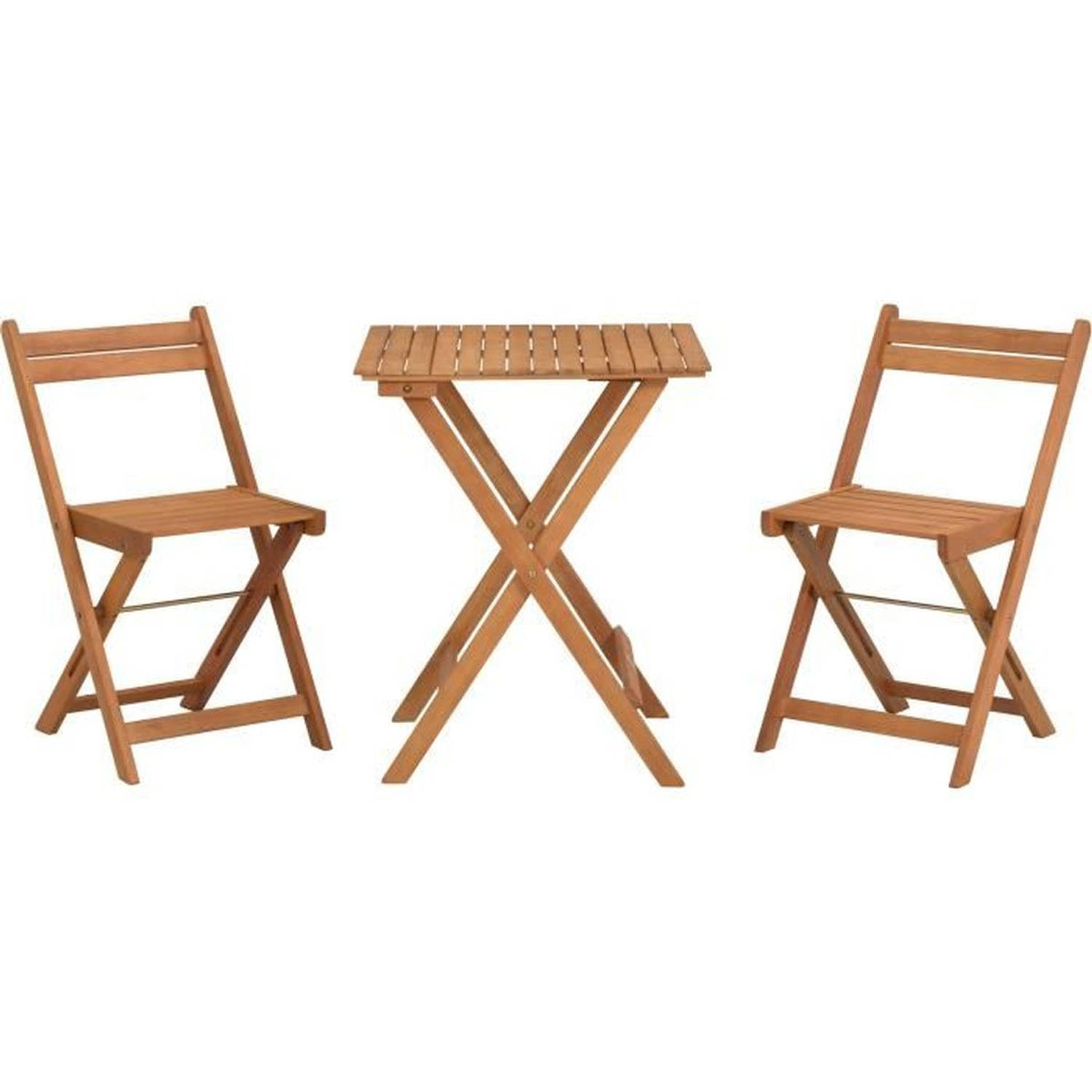 FSC Acacia Wood Set - samengesteld uit een vierkante tafel en 2 -opvouwbare stoelen aanbieding