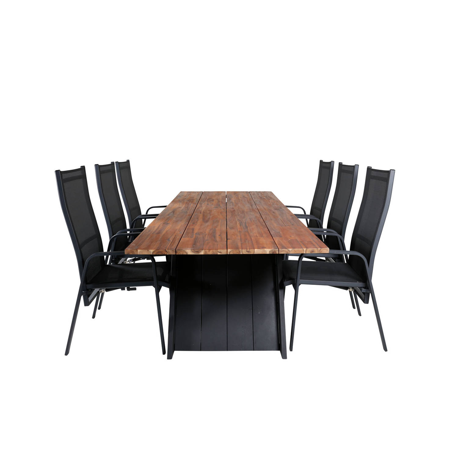 Doory tuinmeubelset tafel 100x250cm en 6 stoel Copacabana zwart, naturel. aanbieding