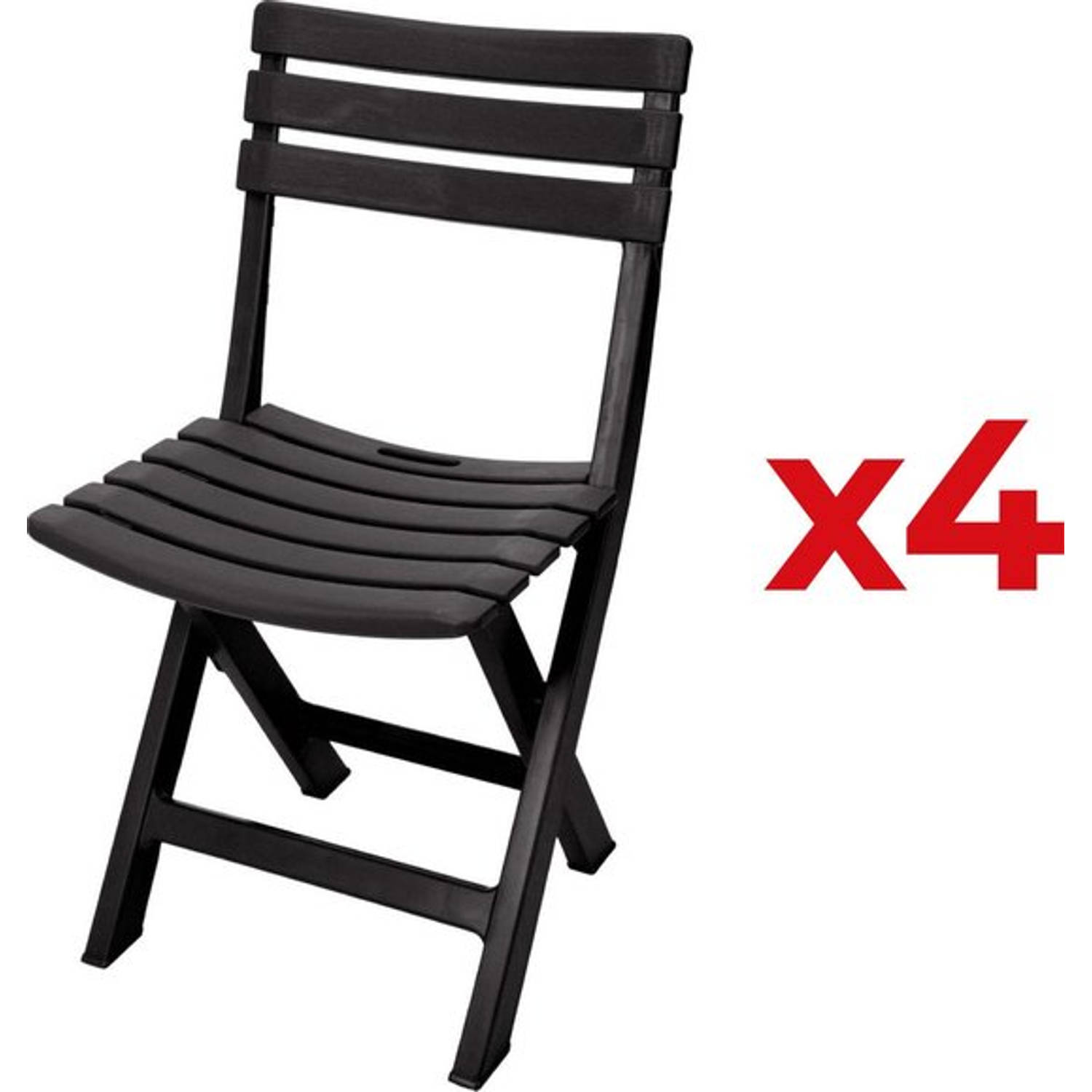 4 x Opklapbare Tuinstoel Komodo antraciet 44x41x78 cm - set van 4 stoelen aanbieding