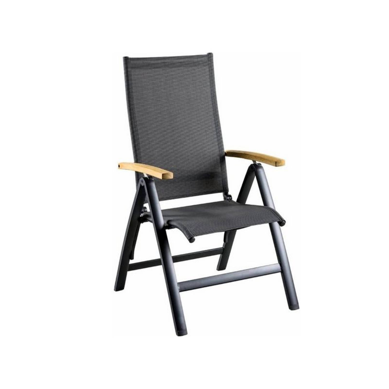 Suns - SUNS Lucca Recliner Black Grey Textilene Teak Arm aanbieding