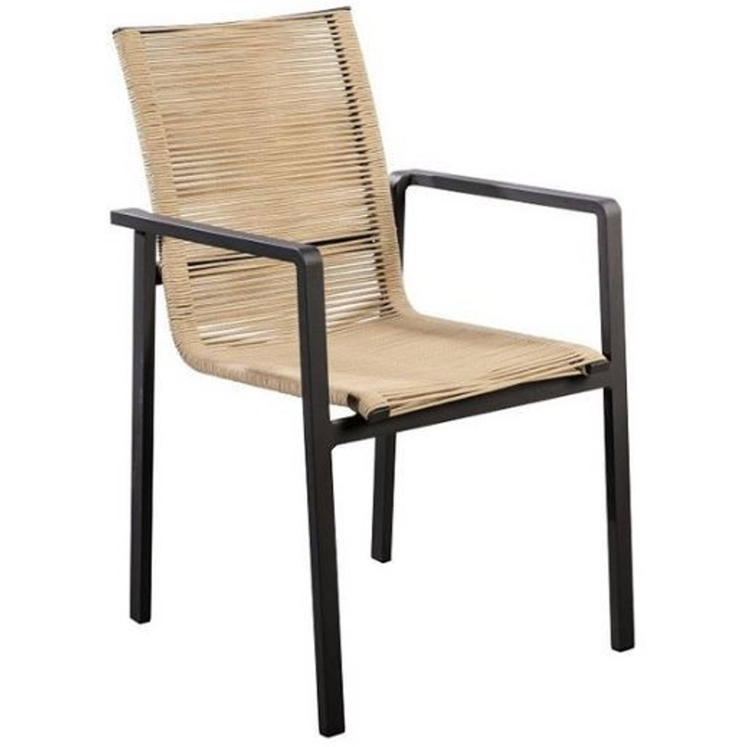 Yoi - Ishi stackable dining chair alu black/rope natural aanbieding