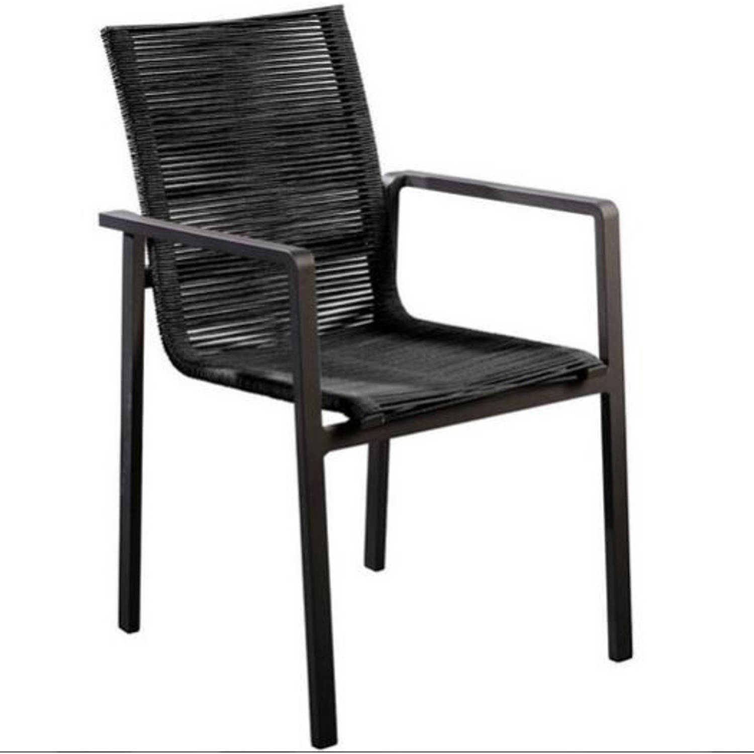 Yoi - Ishi stackable dining chair alu black/rope black aanbieding