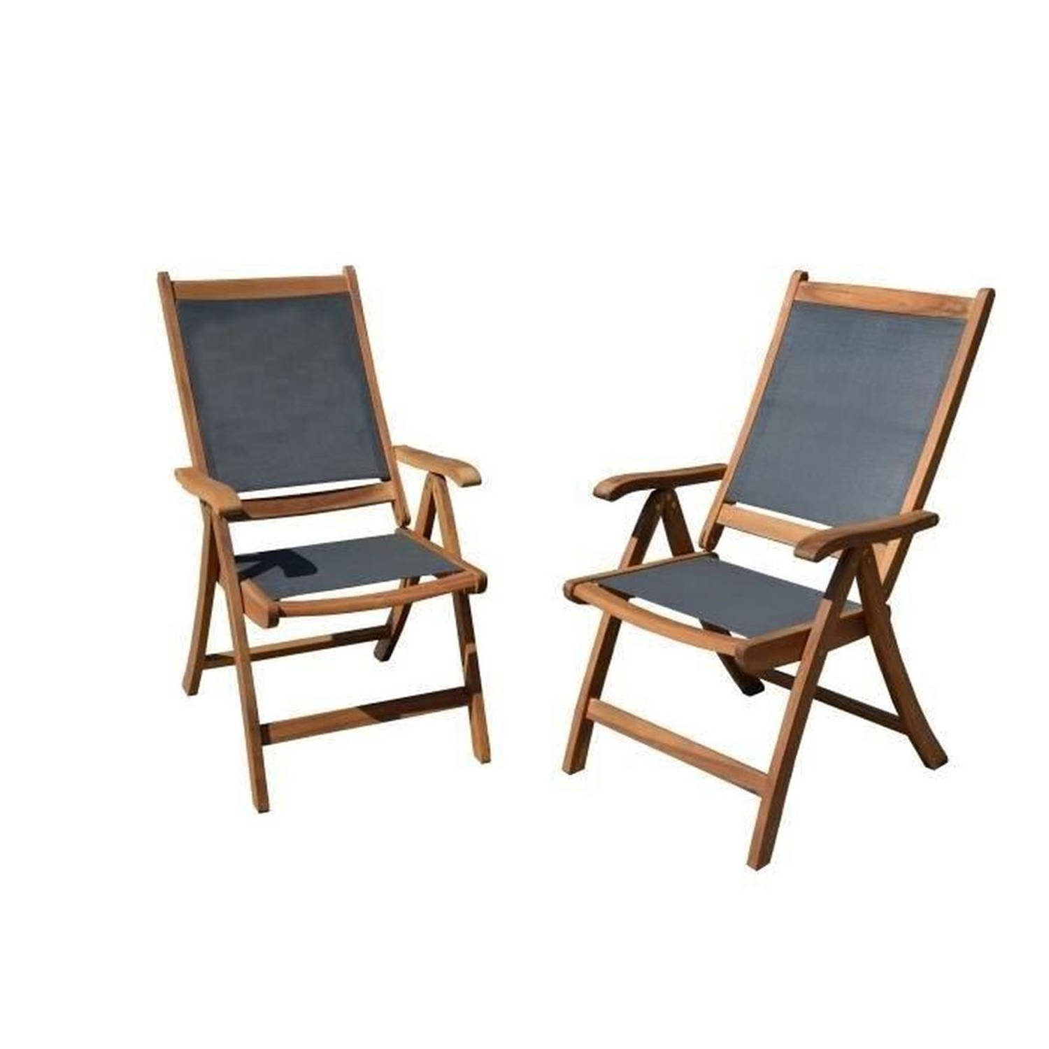 Set van 2 fauteuils van FSC en textiel van acaciahout - Grijs aanbieding