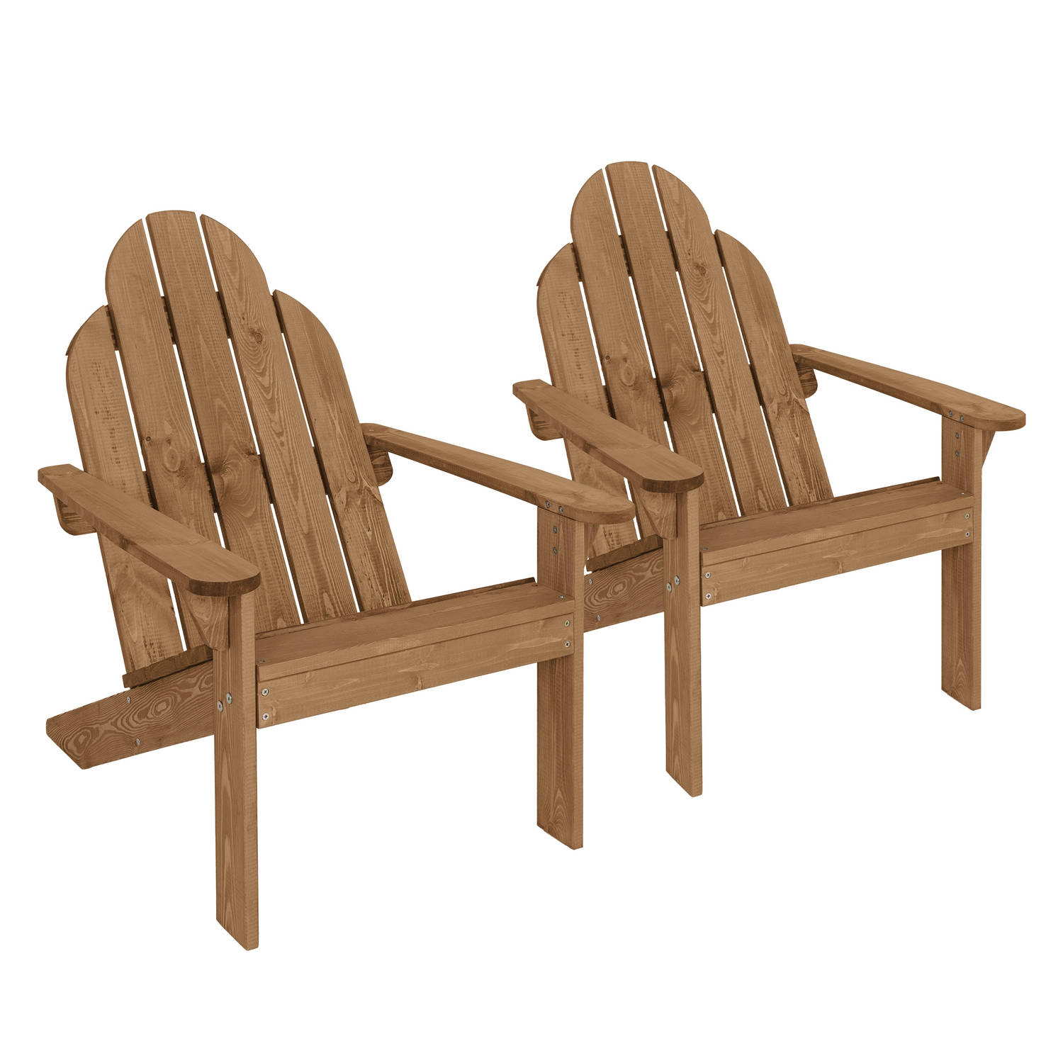 ECD Germany Adirondack stoel set van 2 gemaakt van massief dennenhout, 92,5x70x89 cm, bruin, tuinstoel met rugleuning aanbieding