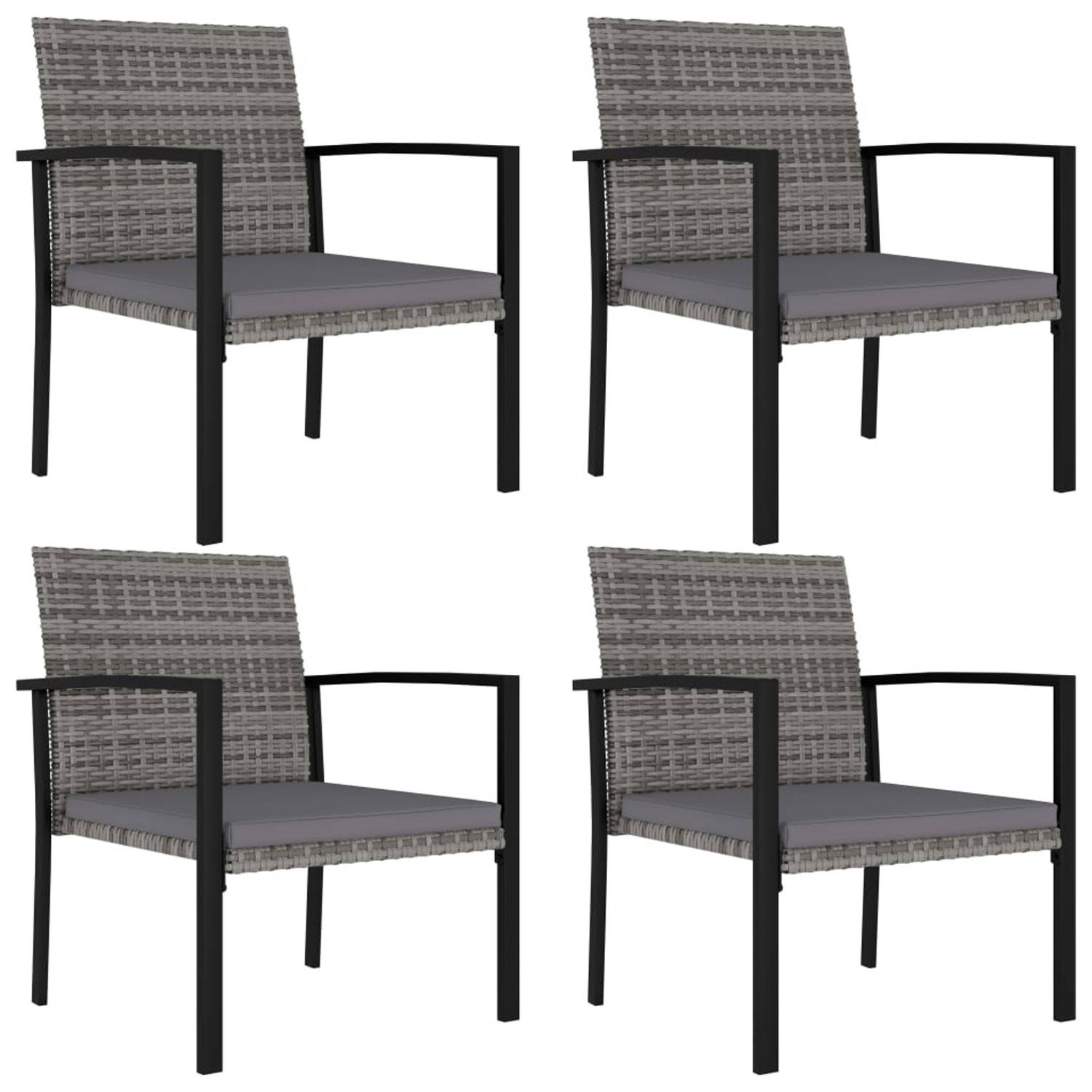 vidaXL Tuinstoelen 4 st poly rattan grijs aanbieding