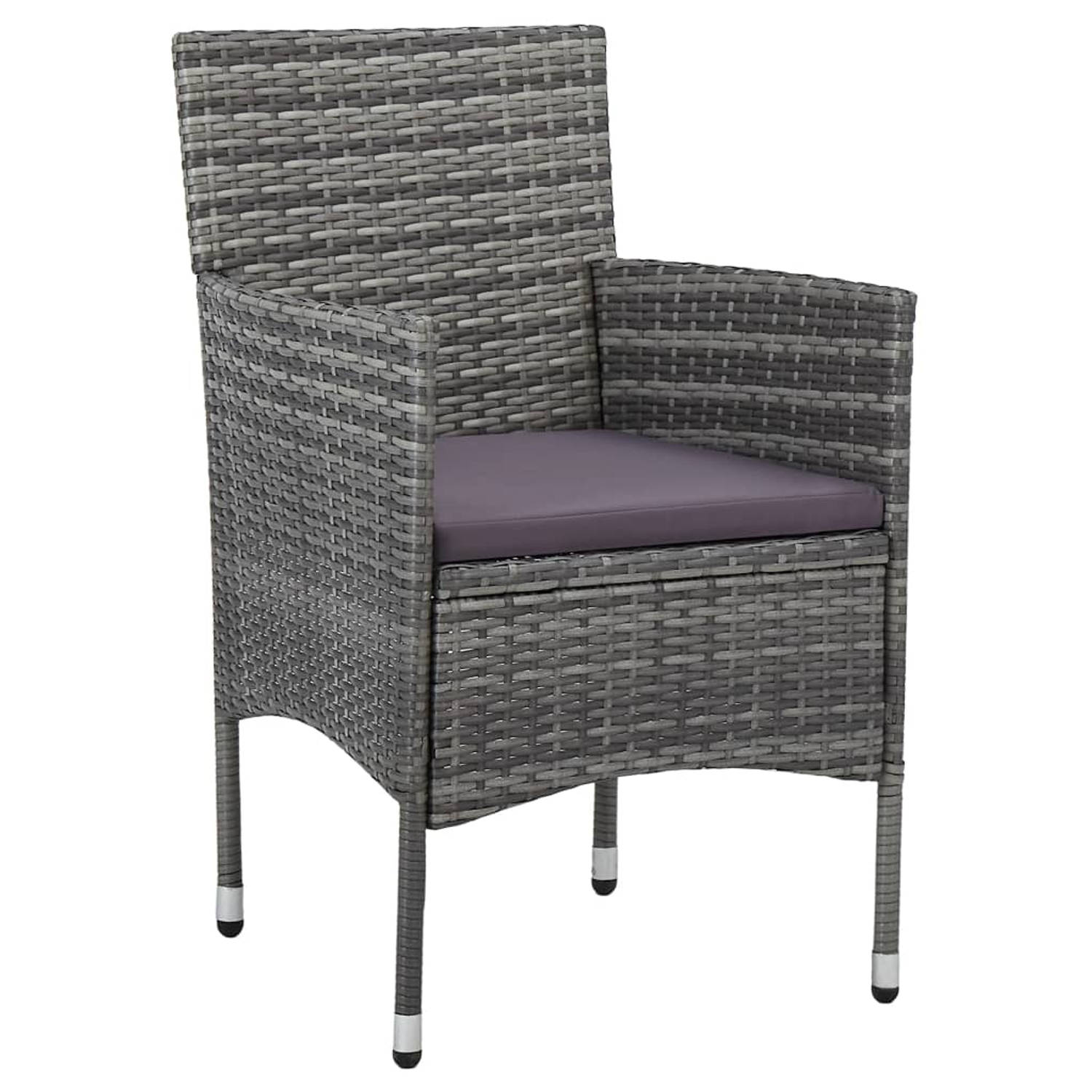 The Living Store Poly Rattan Stoelenset - Grijs en Donkergrijs - 52 x 57 x 84 cm - Weerbestendig aanbieding