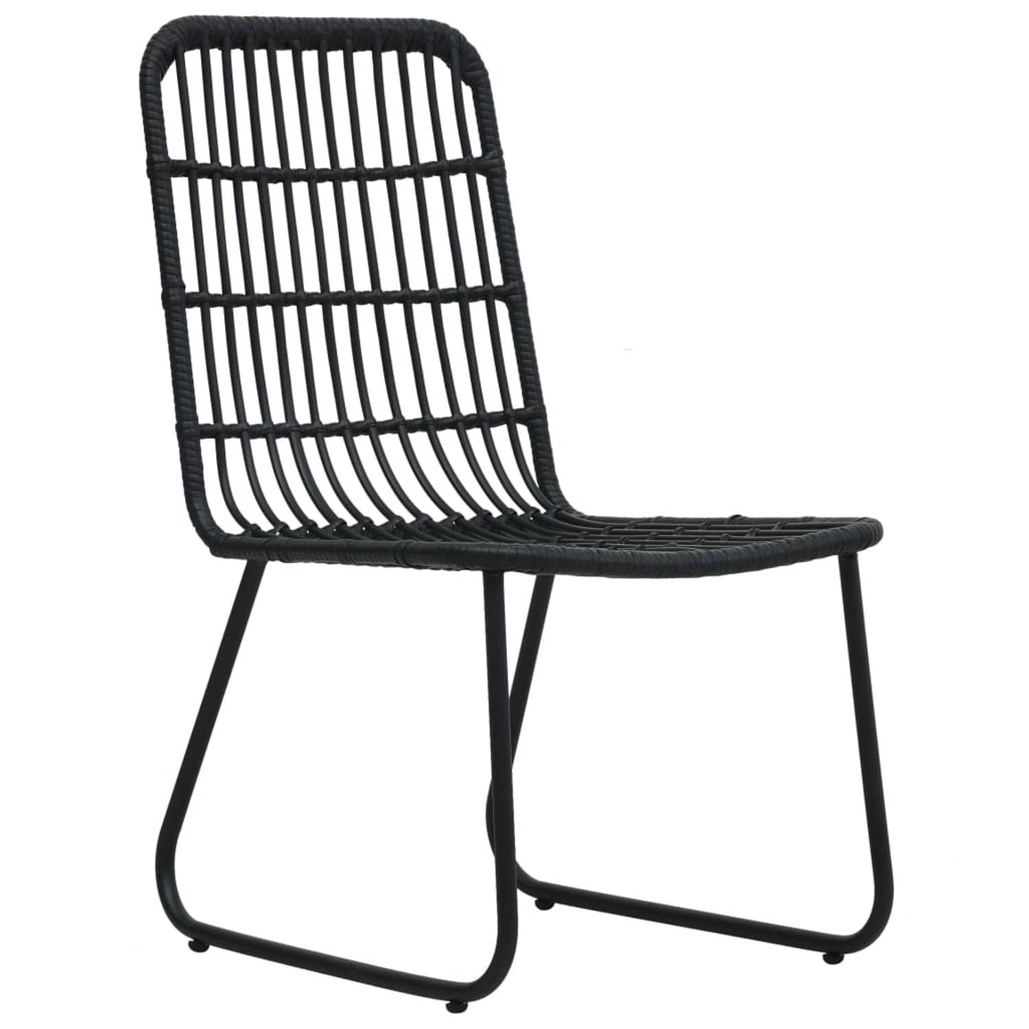 The Living Store Stoel Rustieke Charme - Poly Rattan - Zwart - 66.5x53.5x90cm aanbieding