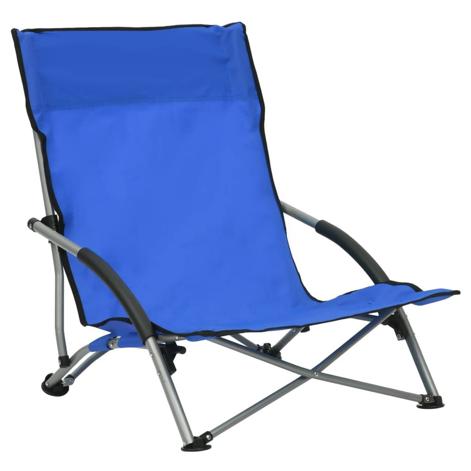 The Living Store Inklapbare Strandstoel - Tuinstoelen - Blauw - 55.5 x 65.5 x 66 cm - Oxford Stof - Staal aanbieding