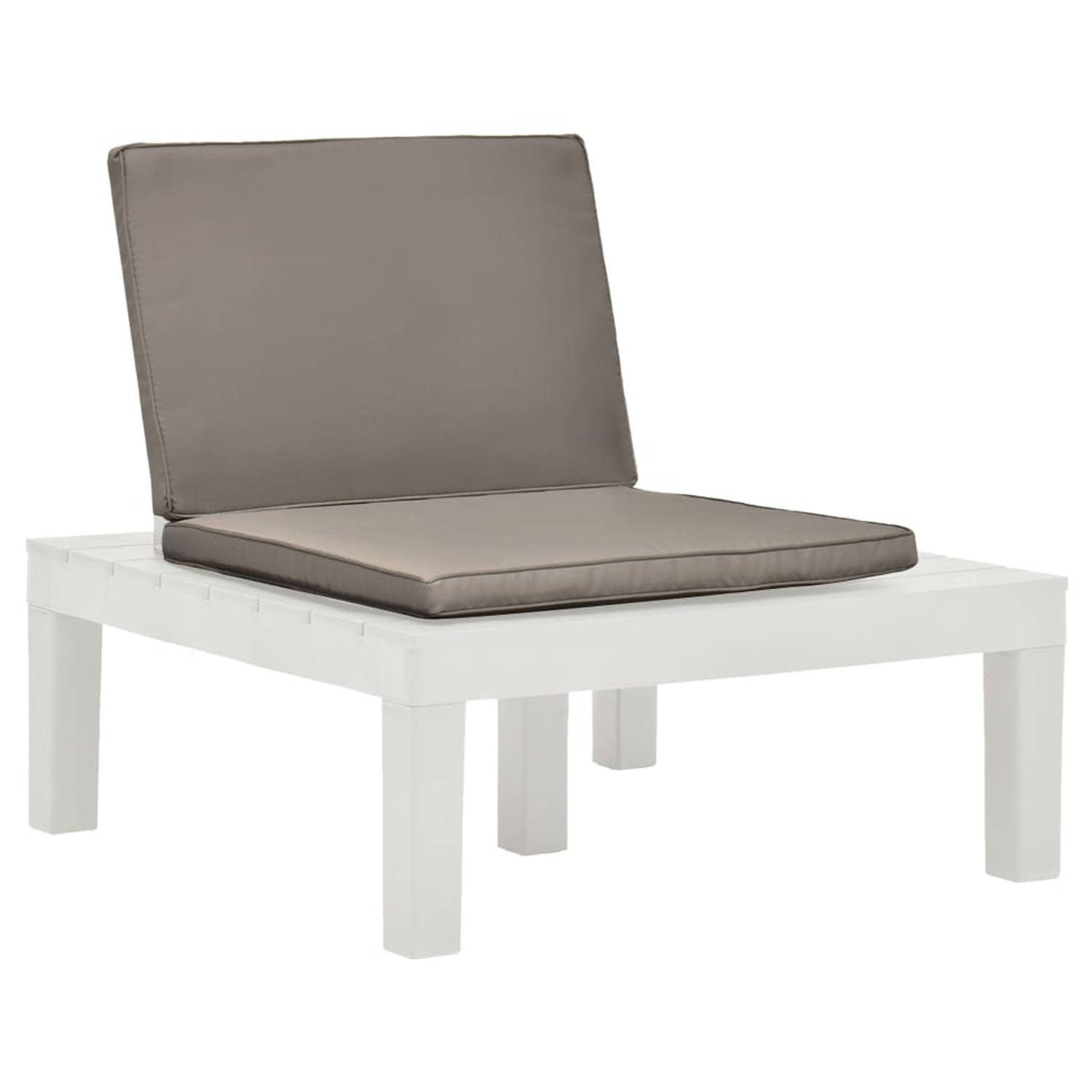 The Living Store Loungestoel Set - Kunststof - 78 x 78 x 70 cm - wit - bruin kussen aanbieding