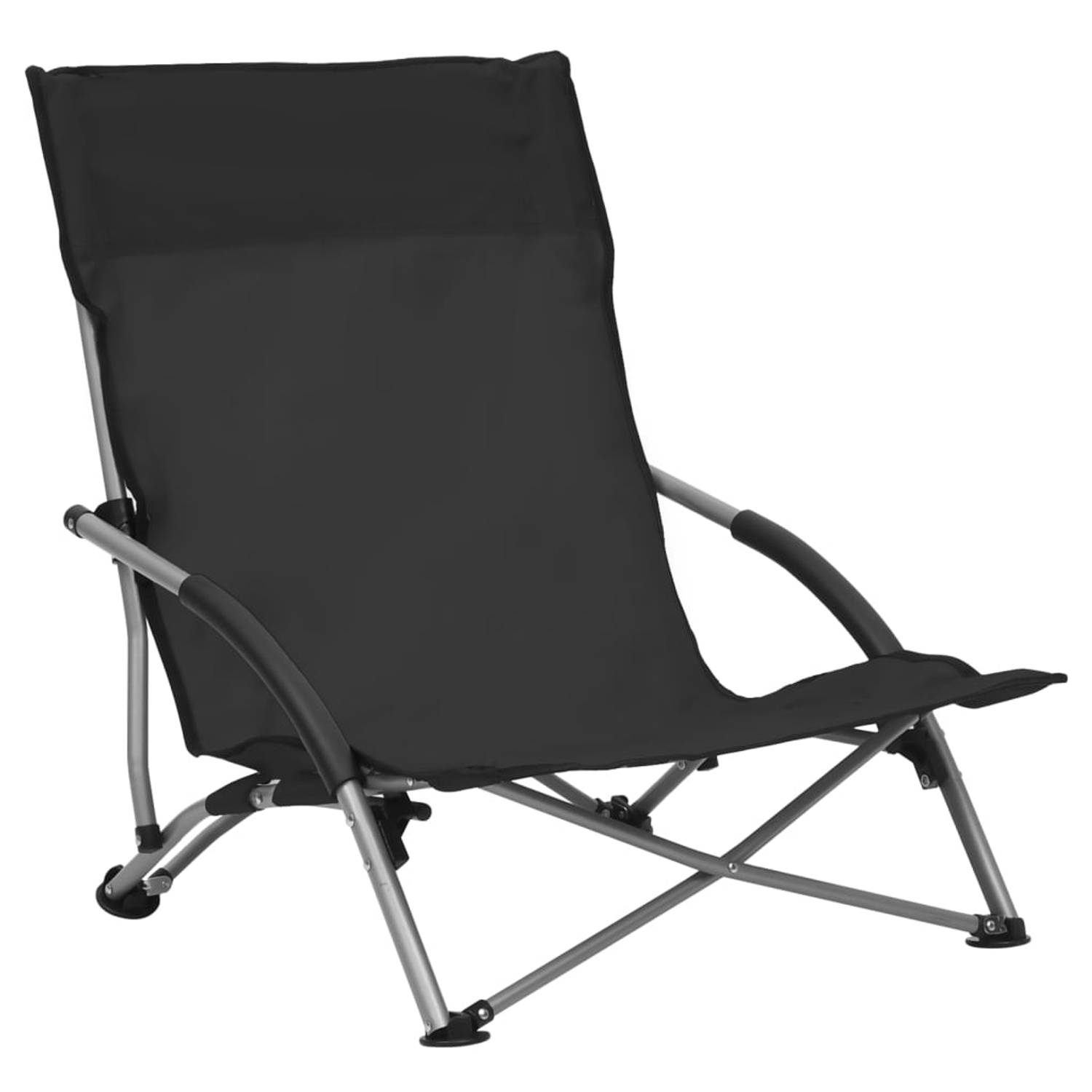 The Living Store Strandstoelen - Inklapbaar - Oxford Stof en Staal - 55.5 x 65.5 x 66 cm - Zwart - Set van 2 aanbieding