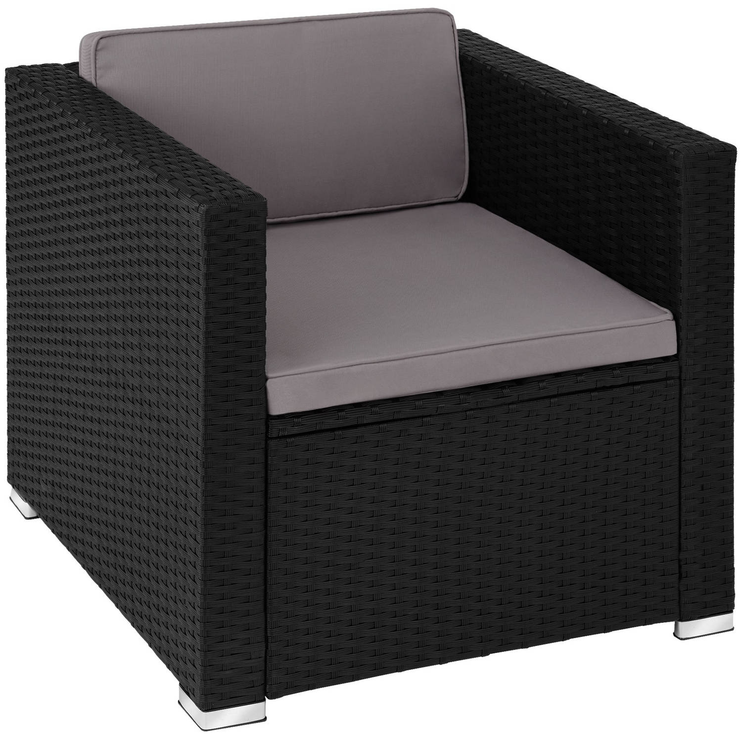 tectake® - Wicker fauteuil Lignano - zwart - 404789 aanbieding