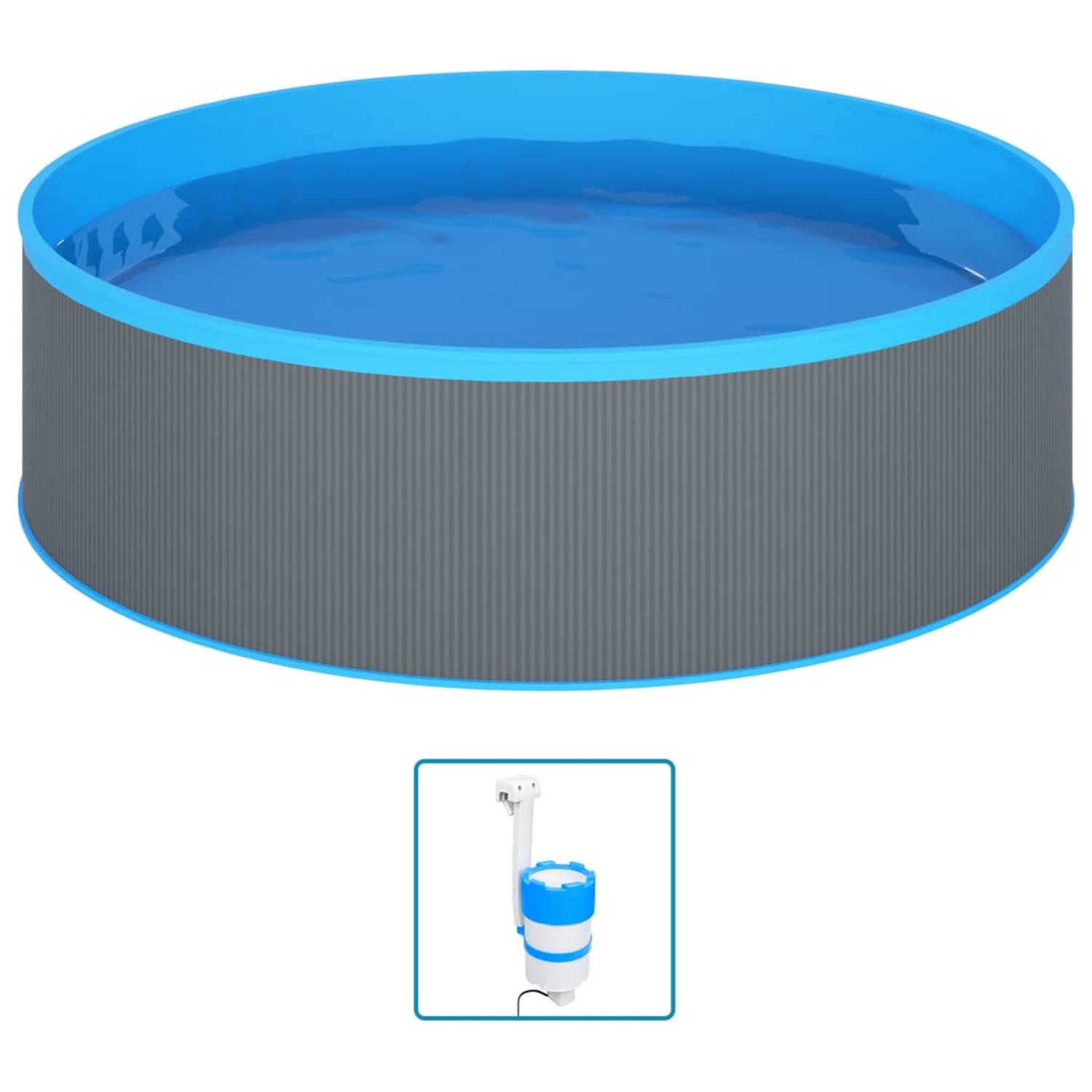 vidaXL Splasher pool met hangende skimmer en pomp 350x90 cm grijs aanbieding