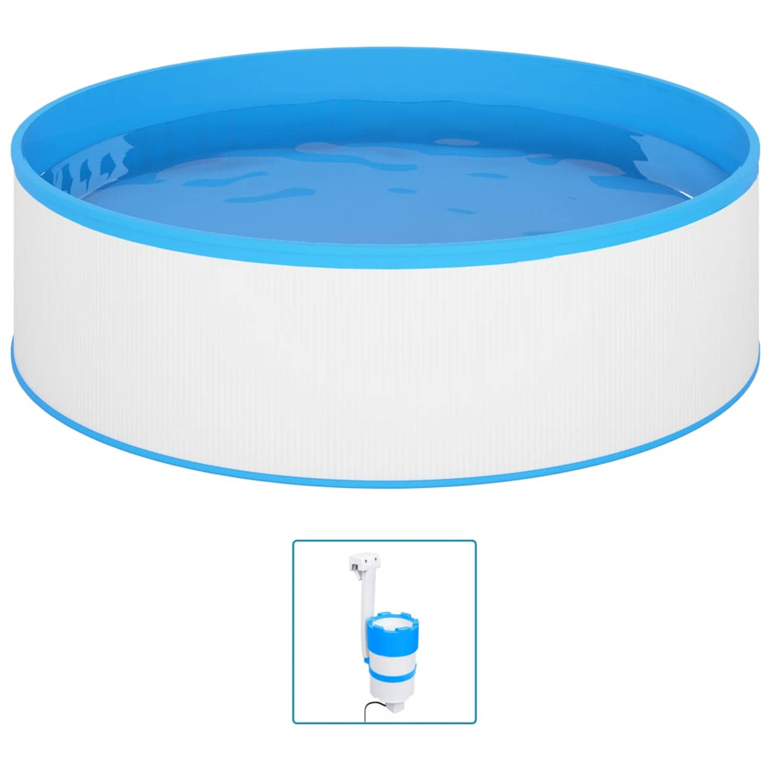 vidaXL Splasher pool met hangende skimmer en pomp 350x90 cm wit aanbieding