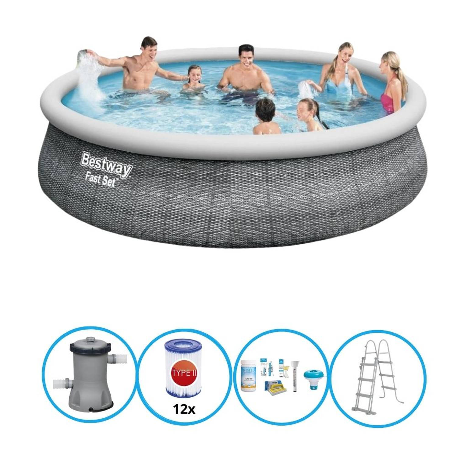 Bestway Zwembad Fast Set - 457x107 cm - Zwembad Bundel aanbieding