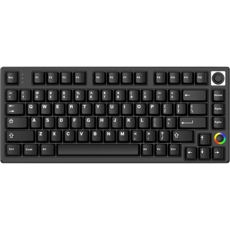 Hello Ganss HS75T Black toetsenbord 75%, RGB leds, PBT Doubleshot keycaps, hot swap, 2,4 GHz / Bluetooth / USB-C aanbieding