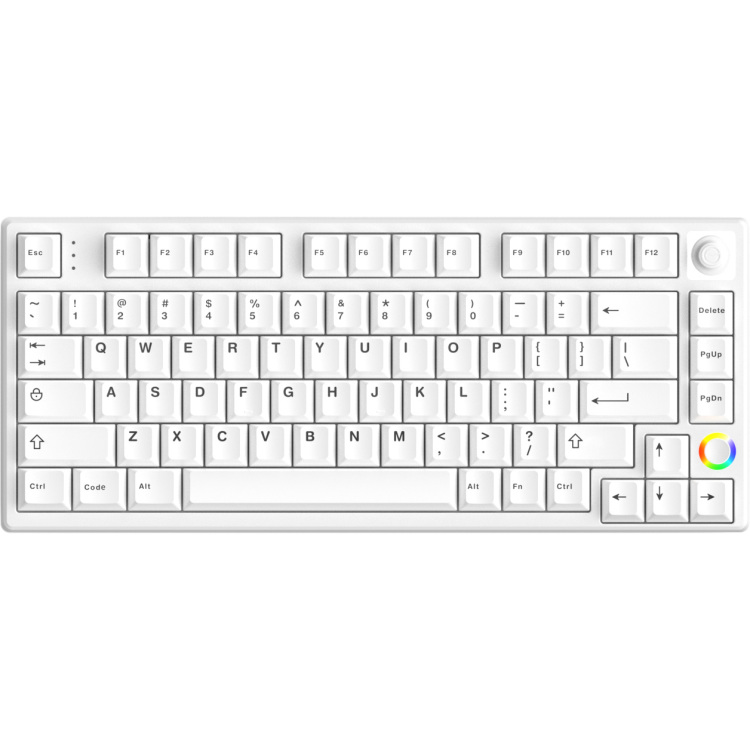 HelloGanss HS75T White toetsenbord 75%, RGB leds, PBT Doubleshot keycaps, hot swap, 2,4 GHz / Bluetooth / USB-C aanbieding