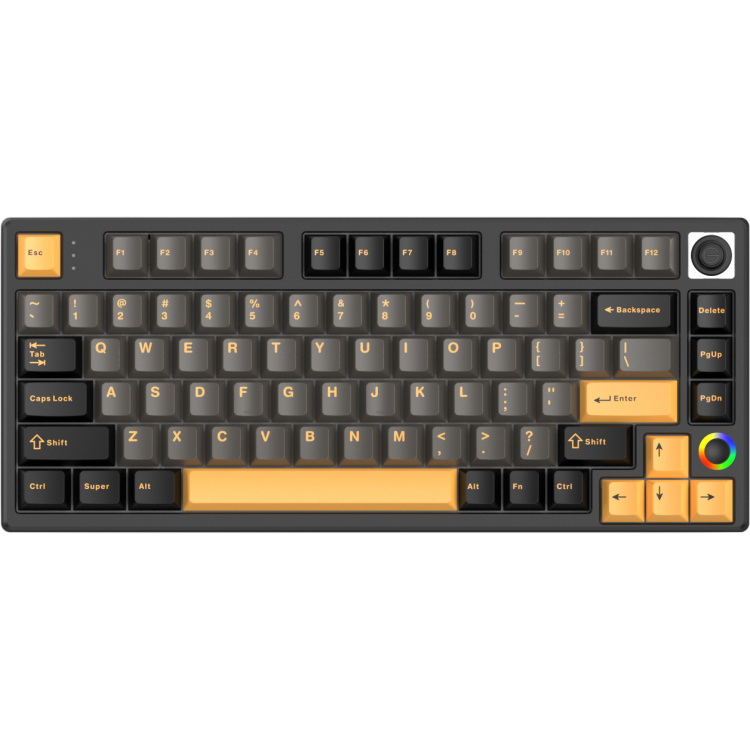 HelloGanss HS75T GC01 toetsenbord 75%, RGB leds, PBT Doubleshot keycaps, hot swap, 2,4 GHz / Bluetooth / USB-C aanbieding