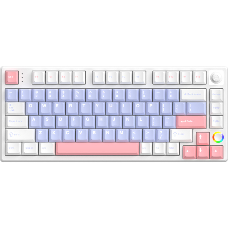 Hello Ganss HS75T GC05 toetsenbord 75%, RGB leds, PBT Doubleshot keycaps, hot swap, 2,4 GHz / Bluetooth / USB-C aanbieding