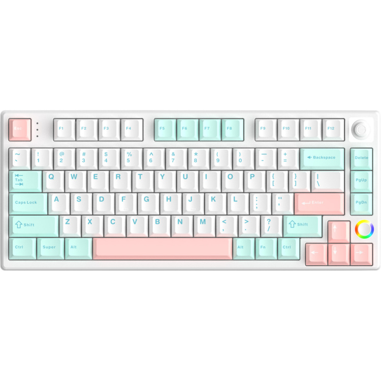 HelloGanss HS75T GC12 toetsenbord 75%, RGB leds, PBT Doubleshot keycaps, hot swap, 2,4 GHz / Bluetooth / USB-C aanbieding