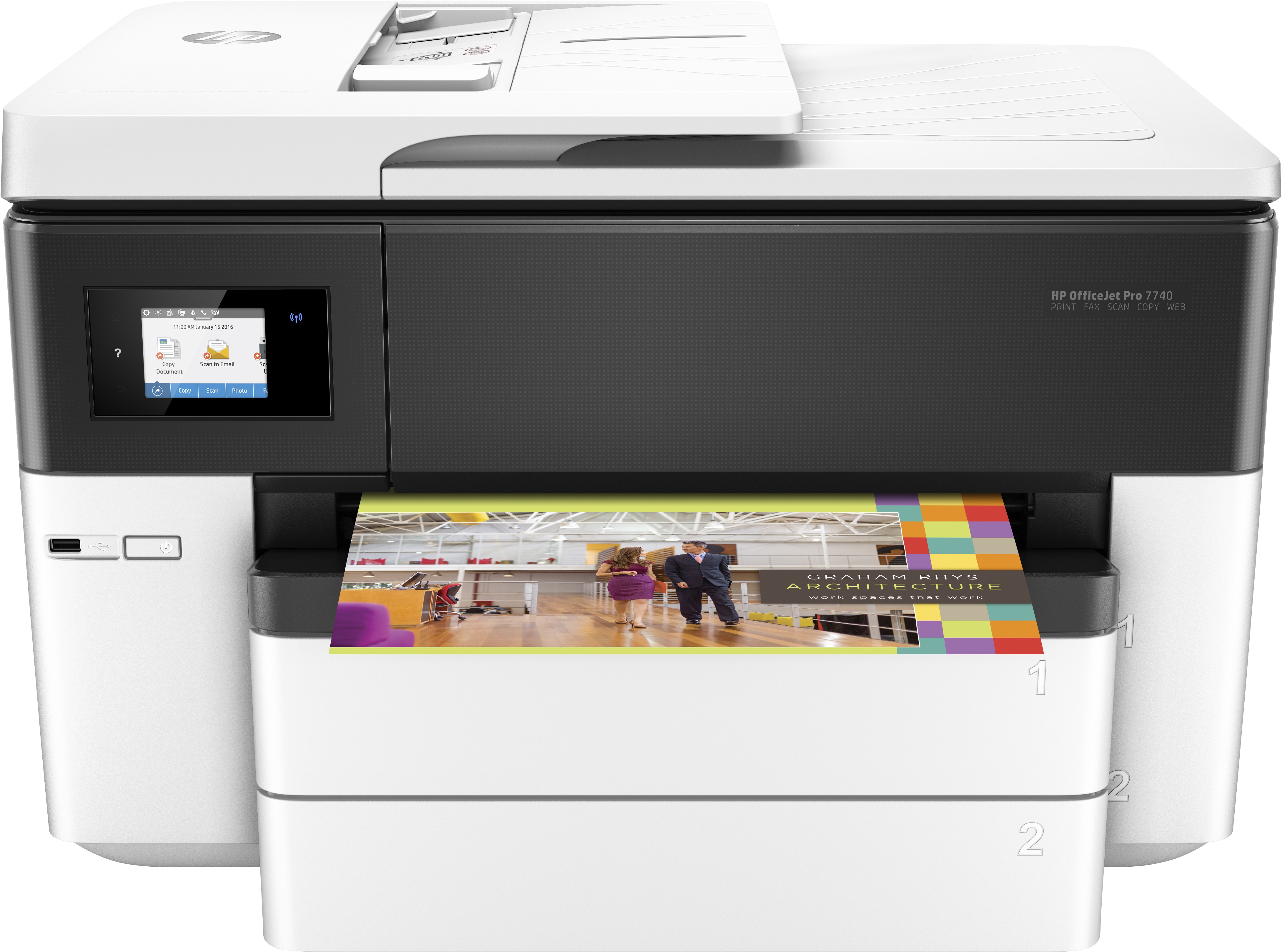 HP Officejet Pro 7740 A3 All-in-one inkjet printer Zwart aanbieding
