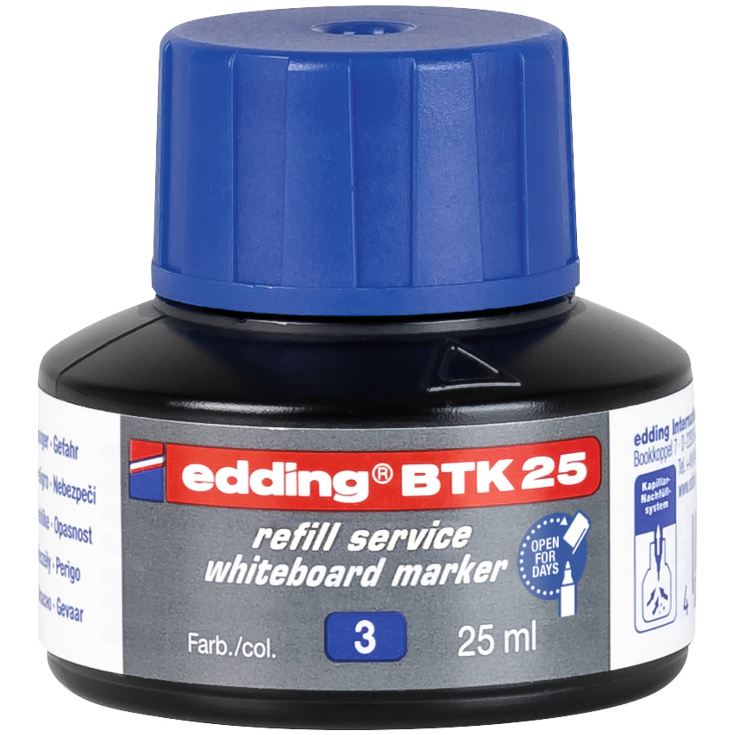 edding BTK 25 (25 ml) navulinkt voor boardmarkers edding 28/29/250/360/361/363 - blauw aanbieding