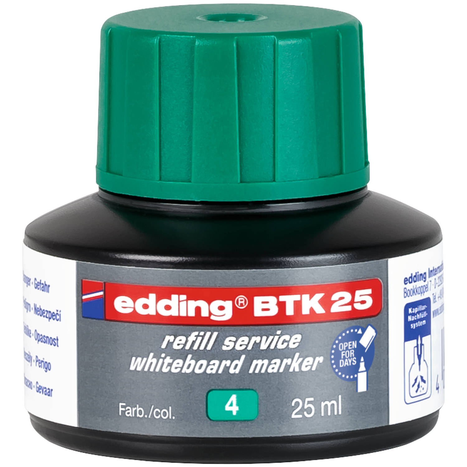 edding BTK 25 (25 ml) navulinkt voor boardmarkers edding 28/29/250/360/361/363 - groen aanbieding