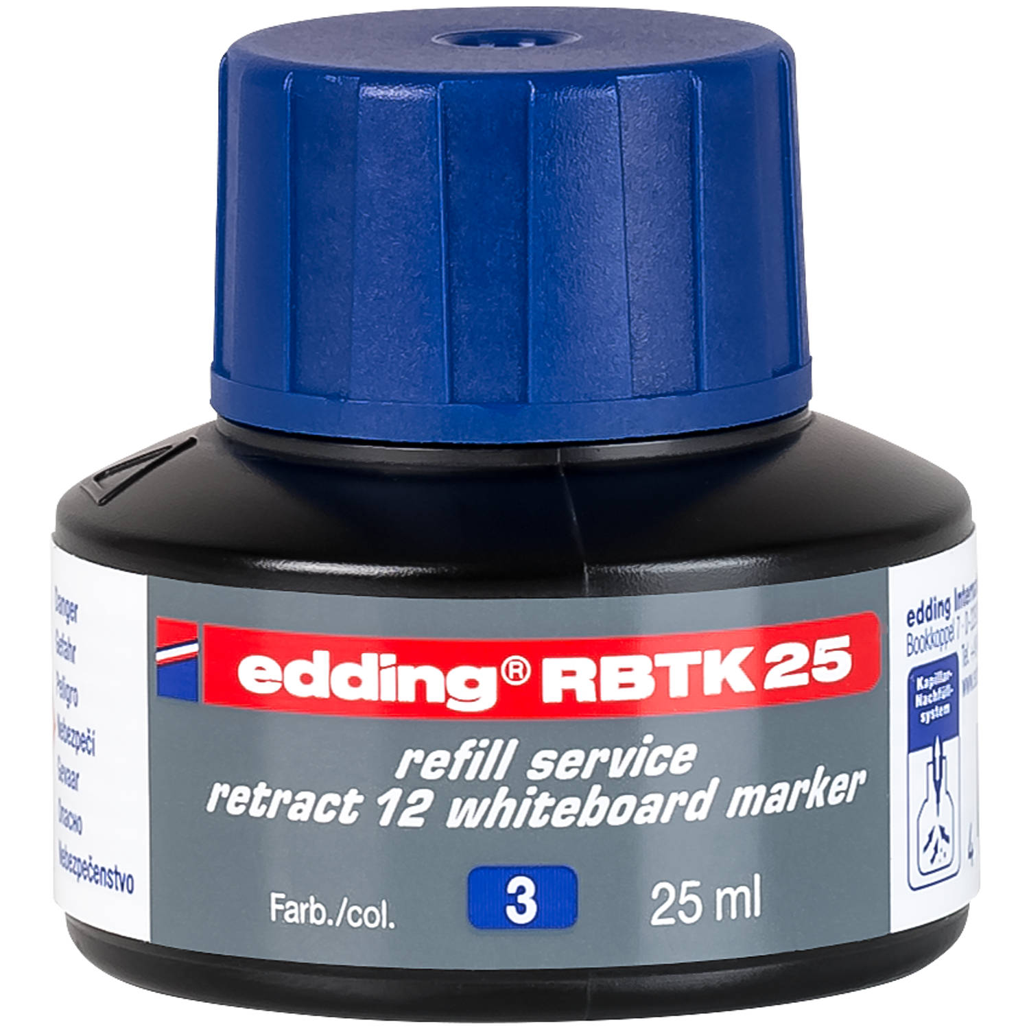 edding RBTK 25 (25 ml) navulinkt voor boardmarkers o.a. e-12 - kleur; blauw - potje aanbieding