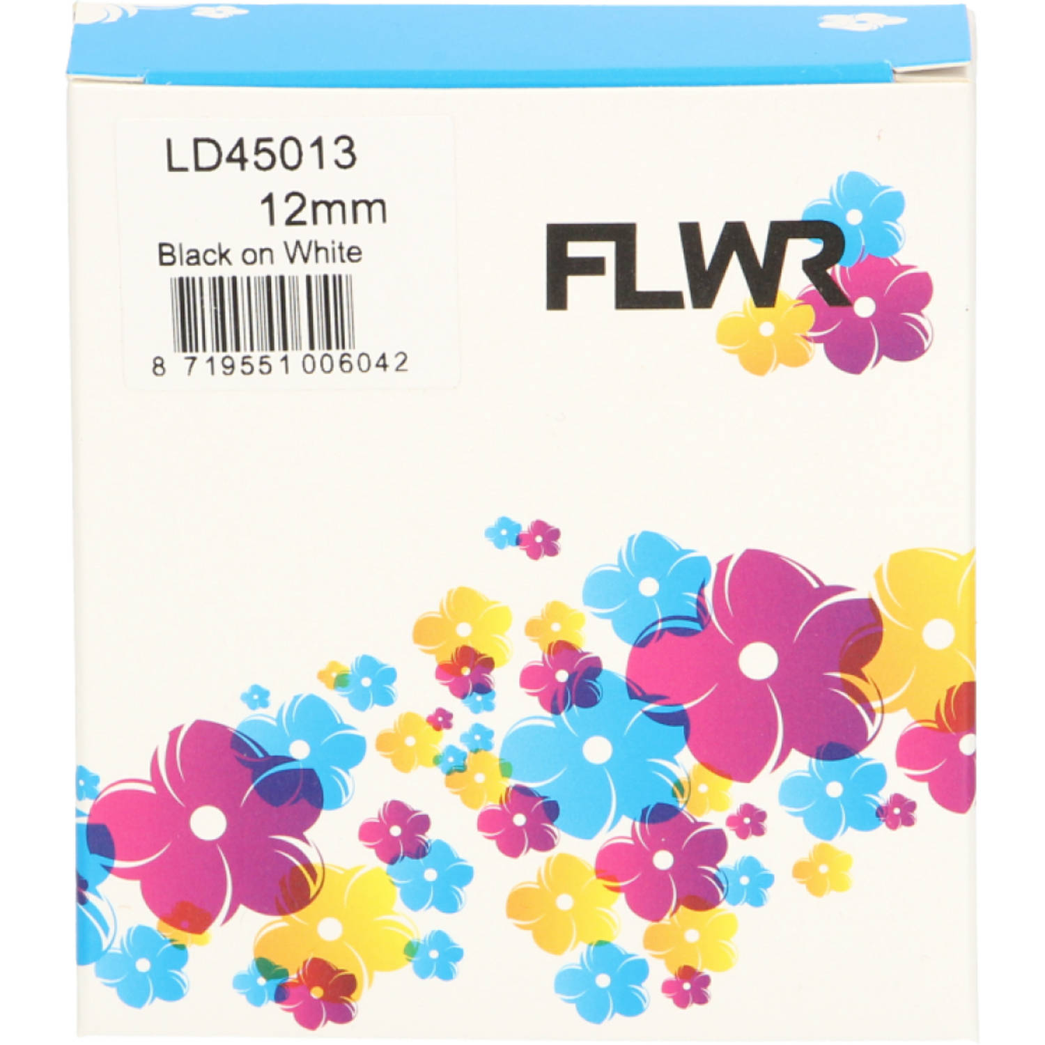 FLWR Dymo 45013 zwart op wit breedte 12 mm labels aanbieding