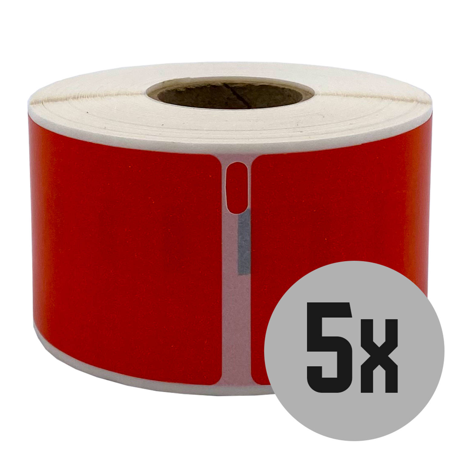 DULA Dymo Compatible labels - Rood - 99012 - S0722400 - Adresetiketten - 5 rollen - 36 x 89 mm - 260 labels per rol aanbieding