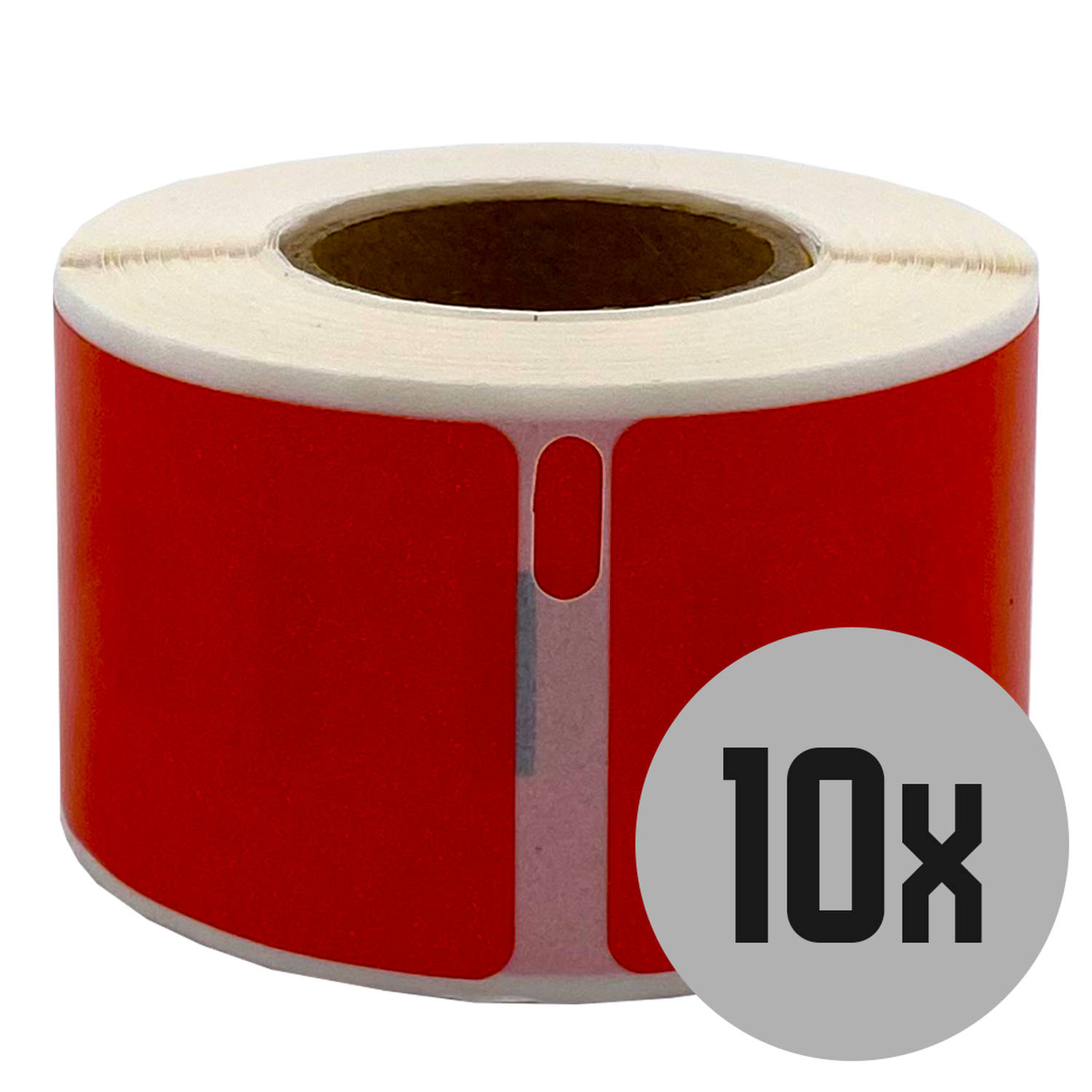 DULA Dymo Compatible labels - Rood - 99010 - S0722370 - Adresetiketten - 10 rollen - 28 x 89 mm - 130 labels per rol aanbieding