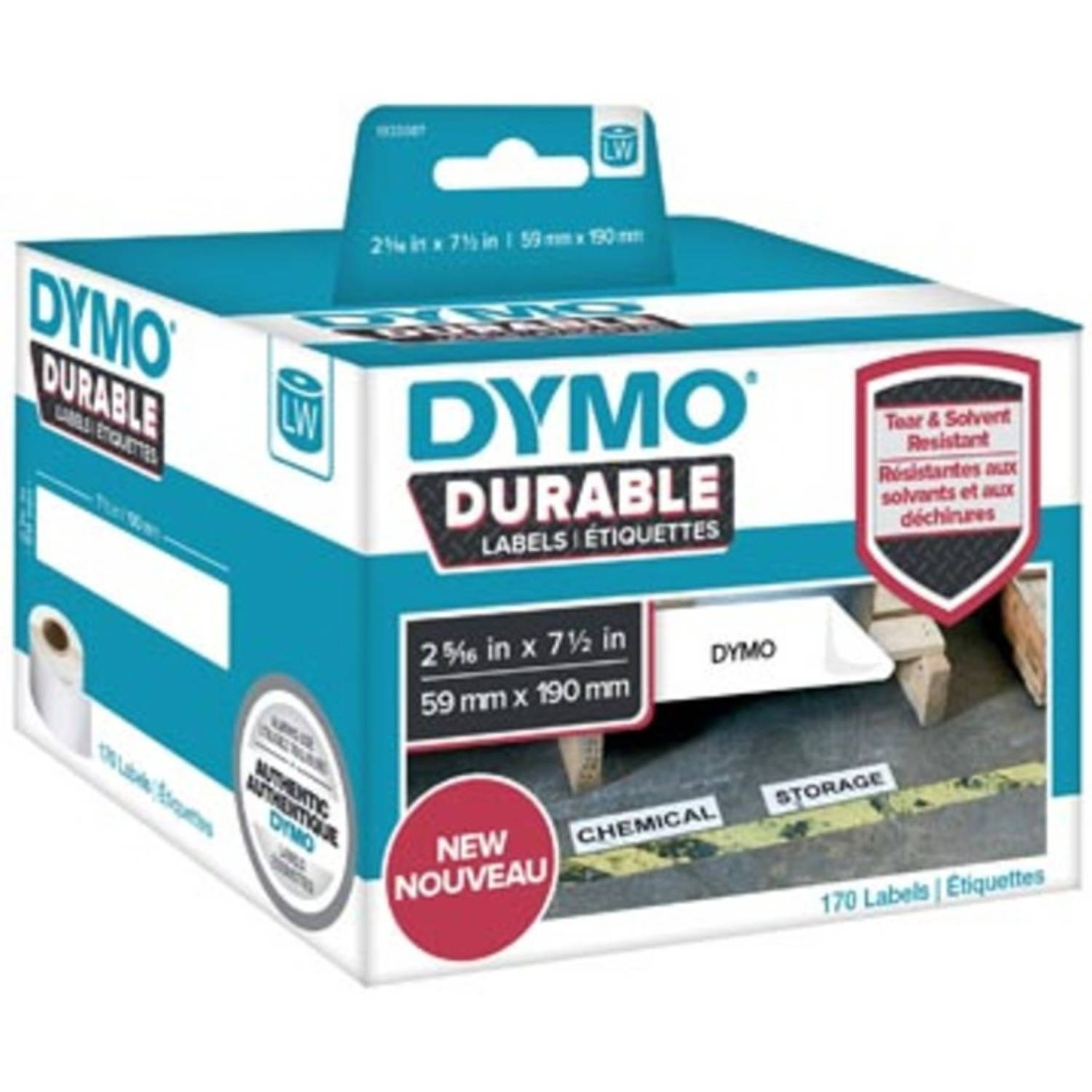 Dymo duurzame etiketten LabelWriter ft 59 x 190 mm, 170 etiketten aanbieding