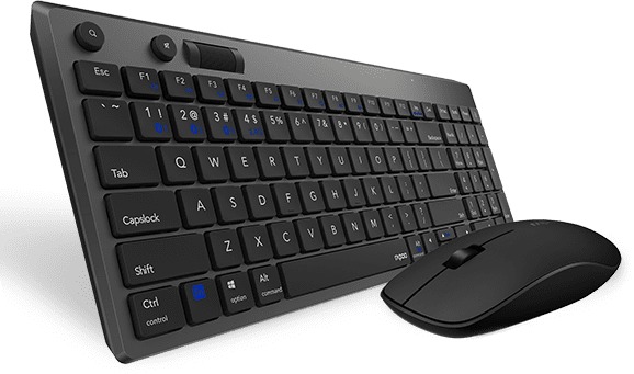 Rapoo Draadloos toetsenbord combo set 8050T Multi-mode QWERTY Toetsenbord Zwart aanbieding