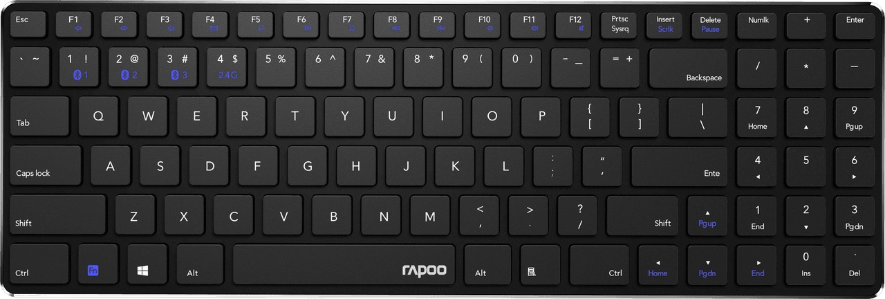 Rapoo Draadloos multimedia toetsenbord Ultra-Slim E9100M QWERTY Toetsenbord Zwart aanbieding