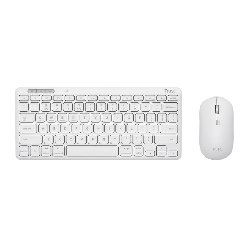 Trust Lyra Multi-Device Wireless Keyboard & Mouse Toetsenbord Wit aanbieding