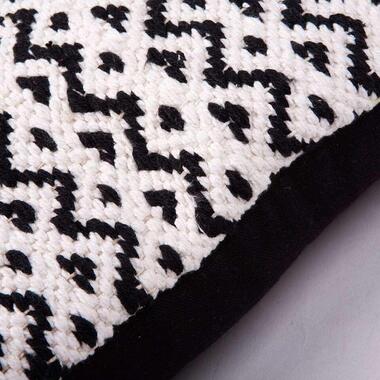 Sierkussen Kelim driehoek - zwart/wit - 45x45 cm - Leen Bakker aanbieding