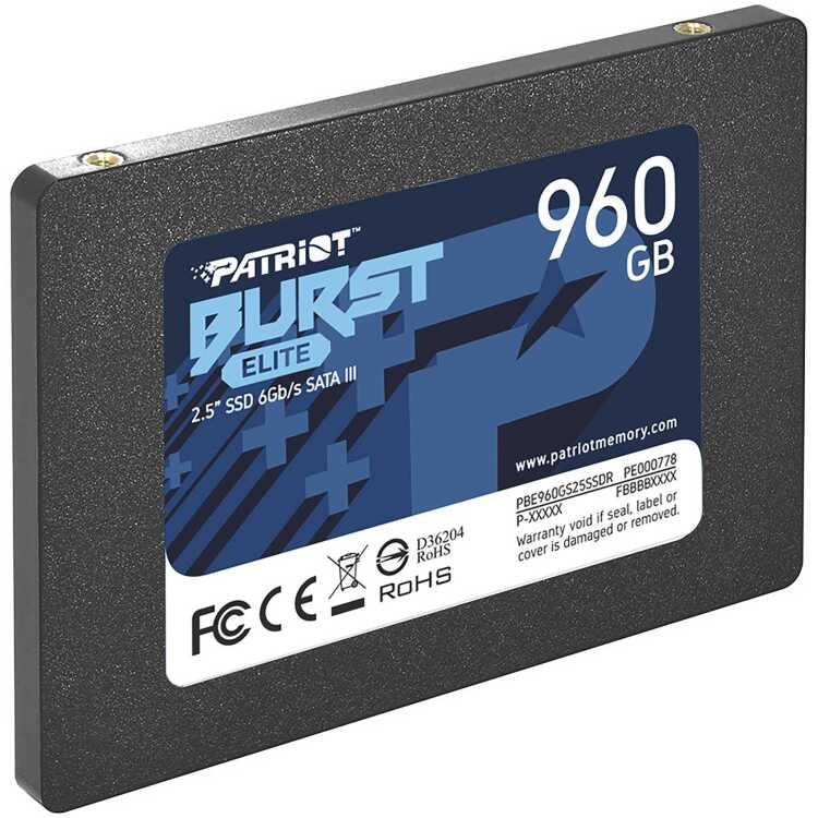 Patriot Burst Elite 960 GB ssd PBE960GS25SSDR, SATA 6 Gb/s aanbieding