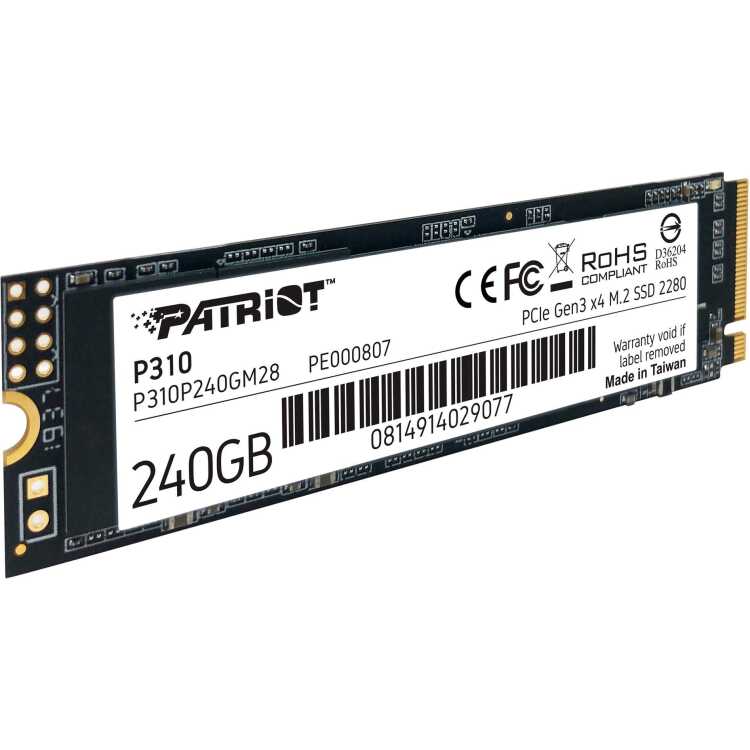 Patriot P310 240 GB ssd P310P240GM28, PCIe 3.0 x4, NVMe 1.3, M.2 2280 aanbieding